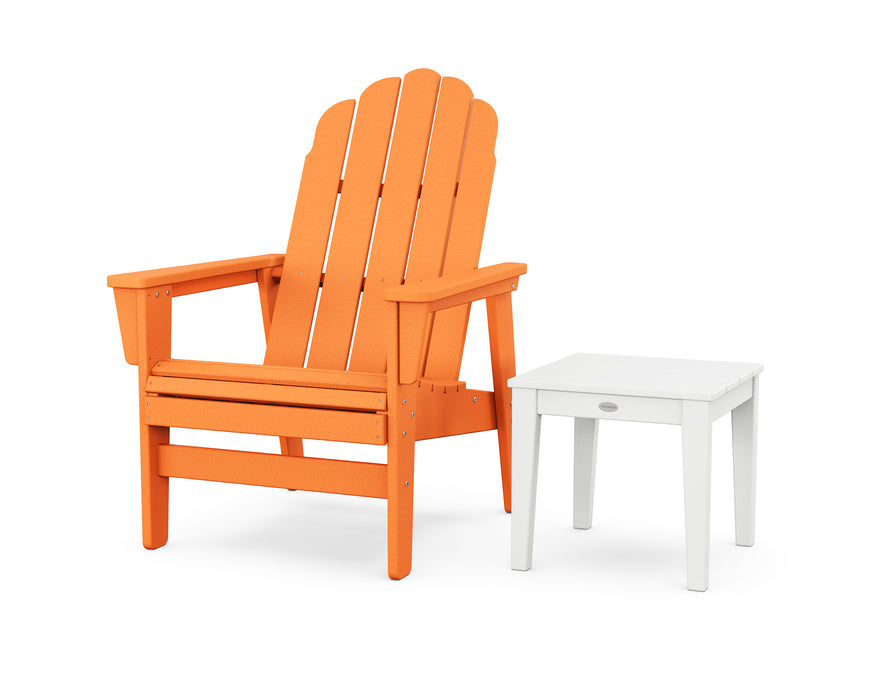 POLYWOOD® Vineyard Grand Upright Adirondack Chair with Side Table in Tangerine / White