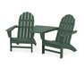 POLYWOOD Vineyard 3-Piece Adirondack Set with Angled Connecting Table in Green