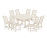 Martha Stewart by POLYWOOD Chinoiserie 9-Piece Square Side Chair Dining Set with Trestle Legs in Sand