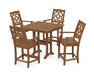 Martha Stewart by POLYWOOD Chinoiserie 5-Piece Farmhouse Counter Set with Trestle Legs in Teak