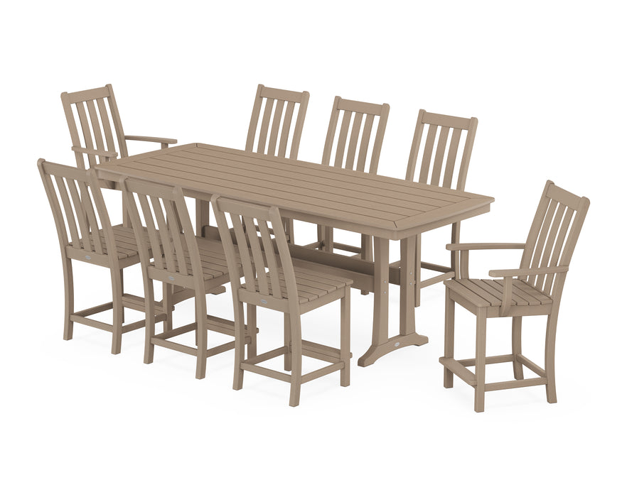 POLYWOOD® Vineyard 9-Piece Counter Set with Trestle Legs in Black