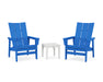 POLYWOOD® 3-Piece Modern Grand Upright Adirondack Set in Pacific Blue / White