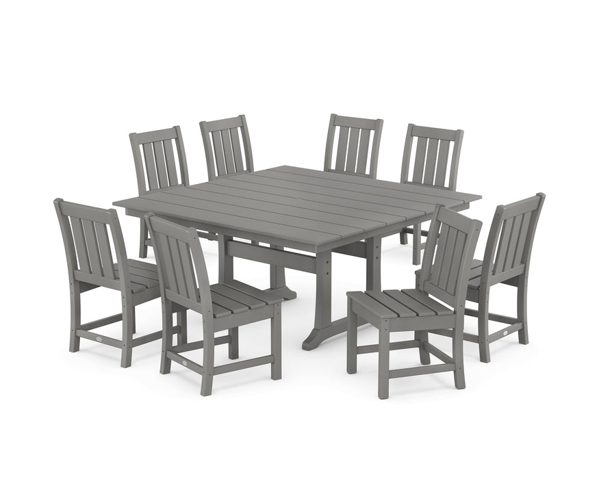 POLYWOOD® Oxford Side Chair 9-Piece Square Farmhouse Dining Set with Trestle Legs in Black