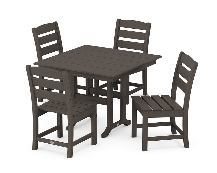 POLYWOOD Lakeside Side Chair 5-Piece Farmhouse Dining Set in Vintage Coffee