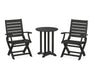 POLYWOOD® Signature Folding Chair 3-Piece Round Farmhouse Dining Set in Green