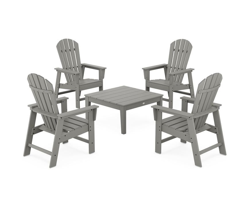 POLYWOOD 5-Piece South Beach Casual Chair Conversation Set with 36" Conversation Table in Slate Grey