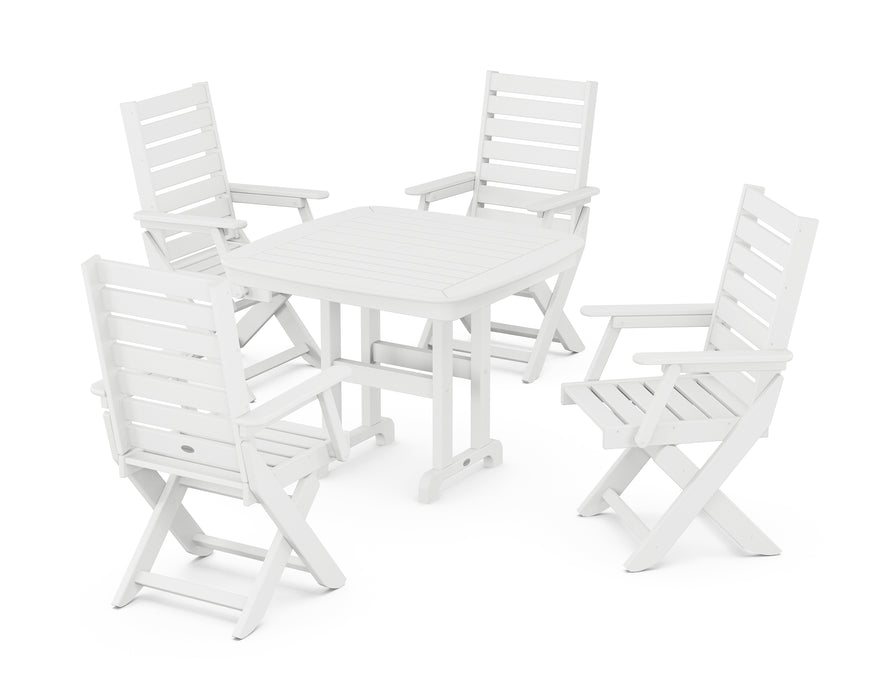 POLYWOOD Captain 5-Piece Dining Set in White