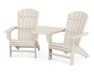 POLYWOOD Nautical 3-Piece Curveback Adirondack Set with Angled Connecting Table in Sand