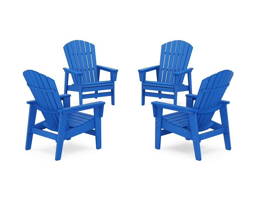 POLYWOOD® 4-Piece Nautical Grand Upright Adirondack Chair Conversation Set in Aruba