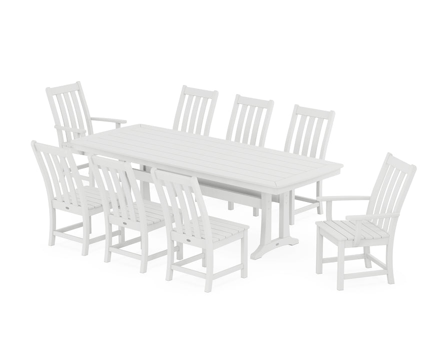 POLYWOOD Vineyard 9-Piece Dining Set with Trestle Legs in White