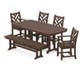 POLYWOOD Chippendale 6-Piece Dining Set with Bench in Mahogany