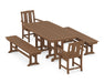POLYWOOD® Mission 5-Piece Dining Set with Benches in Teak