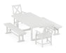 POLYWOOD Braxton 5-Piece Dining Set with Benches in White