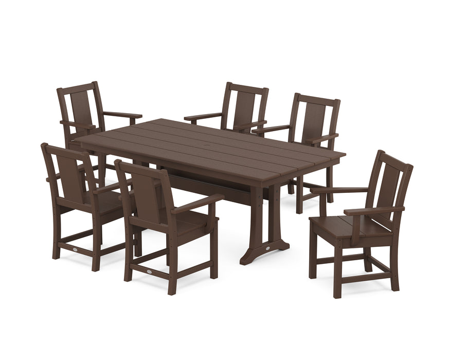 POLYWOOD® Prairie Arm Chair 7-Piece Farmhouse Dining Set with Trestle Legs in Sand