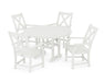 POLYWOOD Braxton 5-Piece Round Farmhouse Dining Set in Vintage White