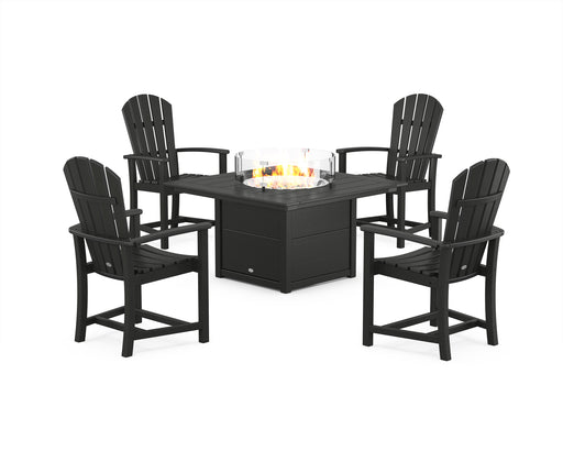 POLYWOOD® Palm Coast 4-Piece Upright Adirondack Conversation Set with Fire Pit Table in Green