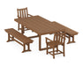 POLYWOOD Traditional Garden 5-Piece Dining Set with Benches in Teak