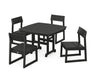 POLYWOOD EDGE Side Chair 5-Piece Dining Set with Trestle Legs in Black