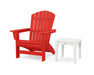 POLYWOOD® Nautical Grand Adirondack Chair with Side Table in Sunset Red / White