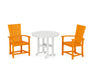 POLYWOOD Quattro 3-Piece Round Farmhouse Dining Set in Tangerine