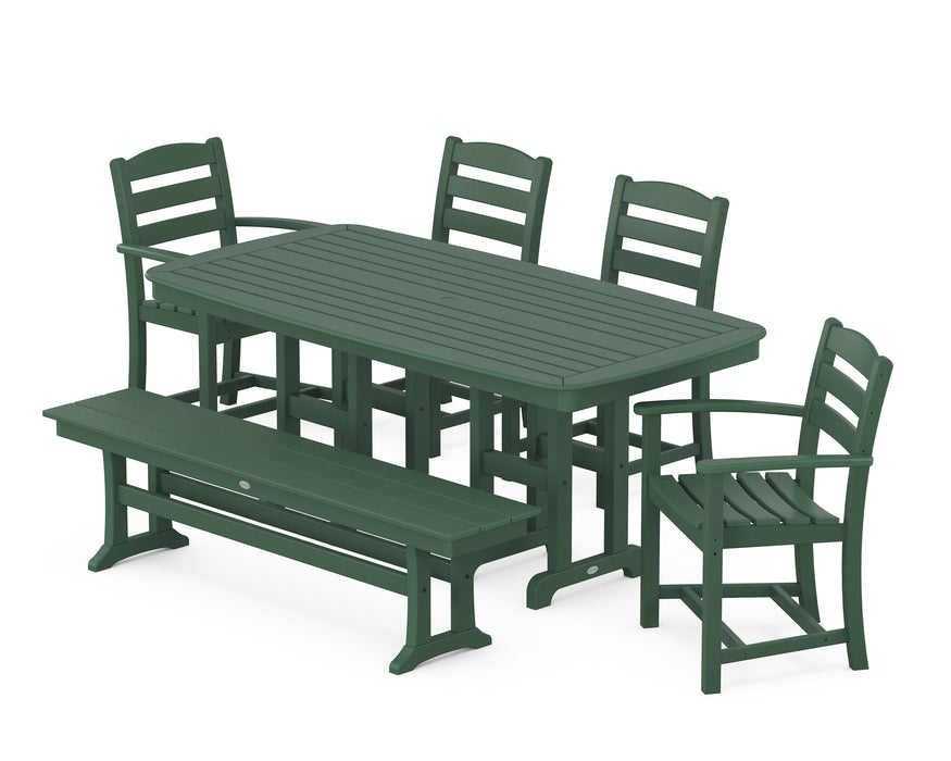 POLYWOOD La Casa Café 6-Piece Dining Set with Bench in Green