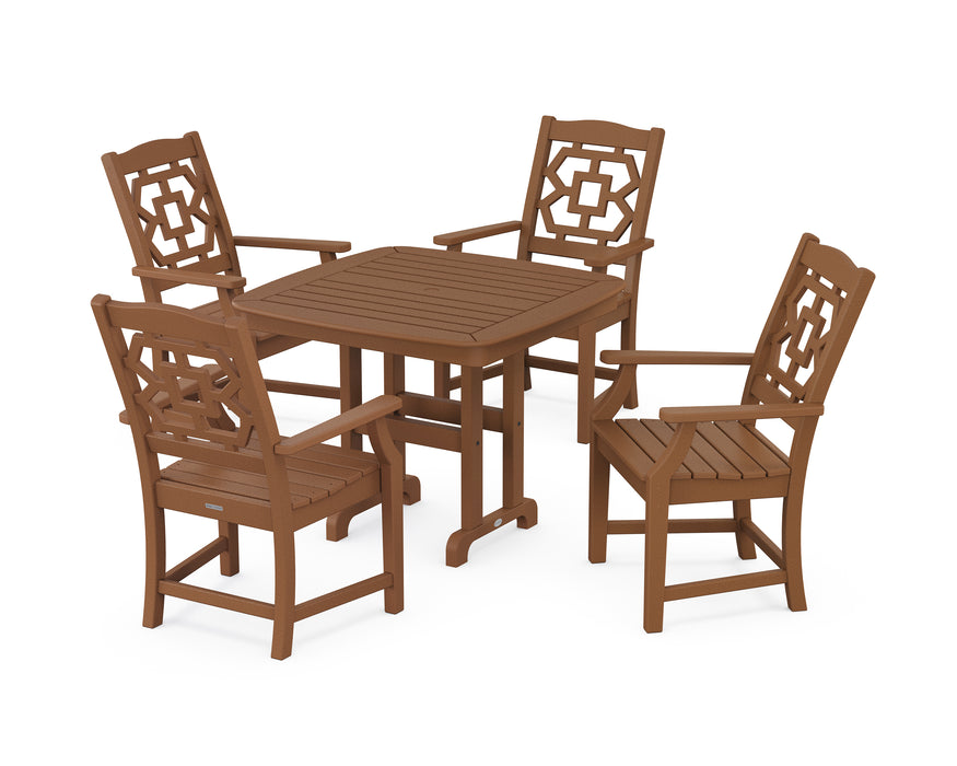 Martha Stewart by POLYWOOD Chinoiserie 5-Piece Dining Set in Teak