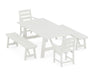 POLYWOOD Lakeside 5-Piece Rustic Farmhouse Dining Set With Trestle Legs in Vintage White