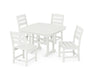 POLYWOOD Lakeside Side Chair 5-Piece Dining Set with Trestle Legs in Vintage White