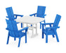 POLYWOOD Modern Curveback Adirondack 5-Piece Dining Set in Pacific Blue