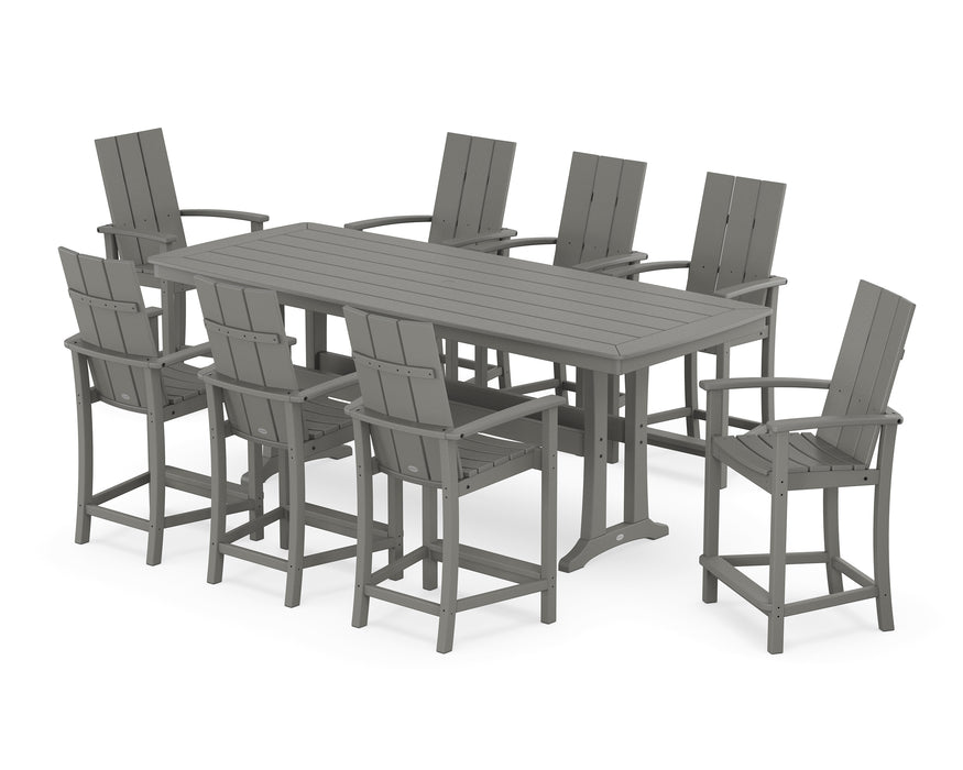 POLYWOOD® Modern Adirondack 9-Piece Counter Set with Trestle Legs in Slate Grey