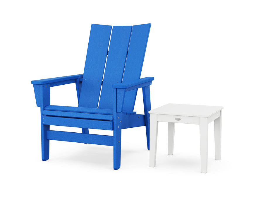 POLYWOOD® Modern Grand Upright Adirondack Chair with Side Table in Sand
