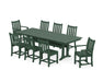 POLYWOOD Traditional Garden 9-Piece Farmhouse Dining Set with Trestle Legs in Green