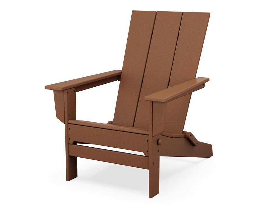 POLYWOOD® Modern Studio Folding Adirondack Chair in Teak