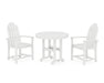 POLYWOOD Classic Adirondack 3-Piece Round Dining Set in White