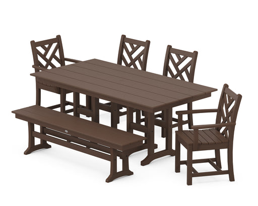 POLYWOOD Chippendale 6-Piece Farmhouse Dining Set in Mahogany