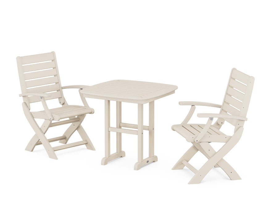 POLYWOOD Signature Folding Chair 3-Piece Dining Set in Sand