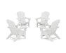 POLYWOOD® 4-Piece Nautical Grand Adirondack Chair Conversation Set in White