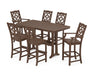 Martha Stewart by POLYWOOD Chinoiserie 7-Piece Bar Set with Trestle Legs in Mahogany