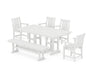 POLYWOOD® Oxford 6-Piece Farmhouse Dining Set with Bench in White