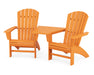 POLYWOOD Nautical 3-Piece Curveback Adirondack Set with Angled Connecting Table in Tangerine