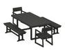 POLYWOOD EDGE 5-Piece Dining Set with Benches in Black