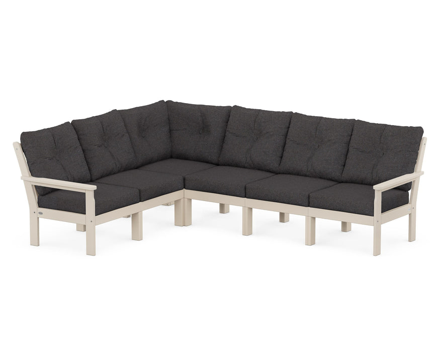POLYWOOD Vineyard 6-Piece Sectional in Sand with Ash Charcoal fabric
