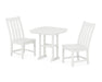 POLYWOOD Vineyard Side Chair 3-Piece Dining Set in Vintage White