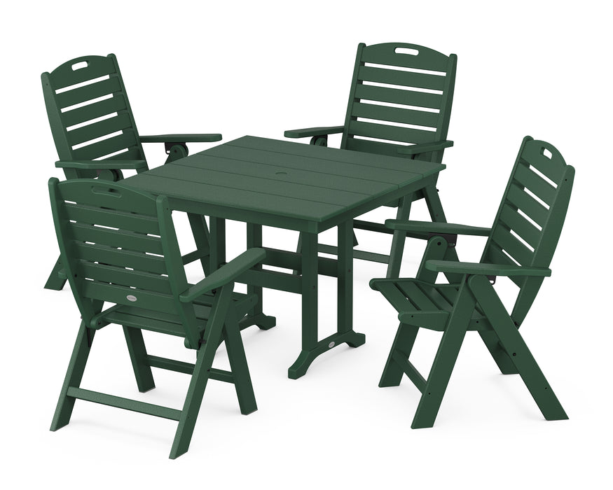 POLYWOOD Nautical Highback 5-Piece Farmhouse Dining Set in Green