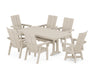 POLYWOOD Modern Adirondack 7-Piece Dining Set with Trestle Legs in Sand