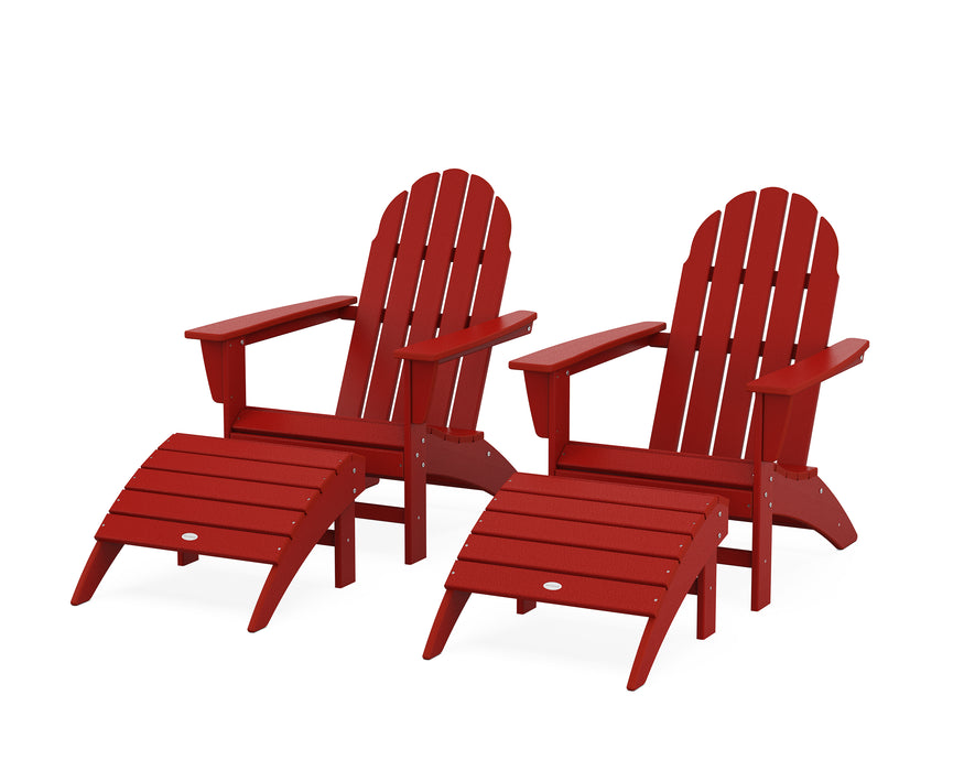 POLYWOOD Vineyard Adirondack Chair 4-Piece Set with Ottomans in Pacific Blue