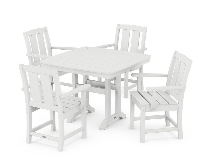 POLYWOOD® Mission 5-Piece Dining Set with Trestle Legs in White