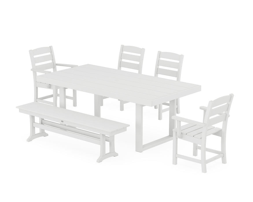 POLYWOOD Lakeside 6-Piece Dining Set with Trestle Legs in White