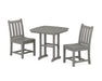 POLYWOOD Traditional Garden Side Chair 3-Piece Dining Set in Slate Grey