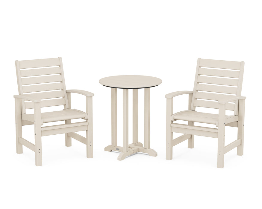 POLYWOOD Signature 3-Piece Round Farmhouse Dining Set in Sand